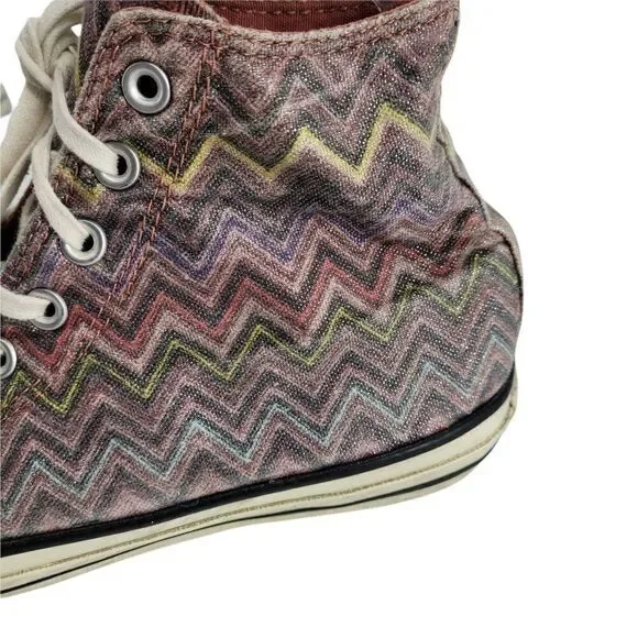 Missoni‎ Converse Chuck Taylor Hi Top Sneakers M 8 W 10 Purple Metallic Zigzag